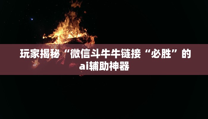  玩家揭秘“微信斗牛牛链接“必胜”的ai辅助神器